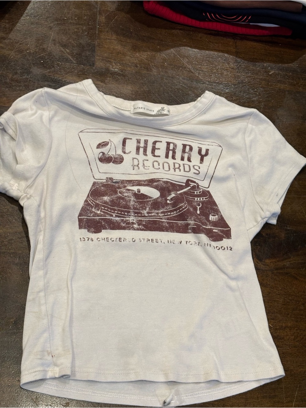 Altar'd State White Tee with Maroon Graphic